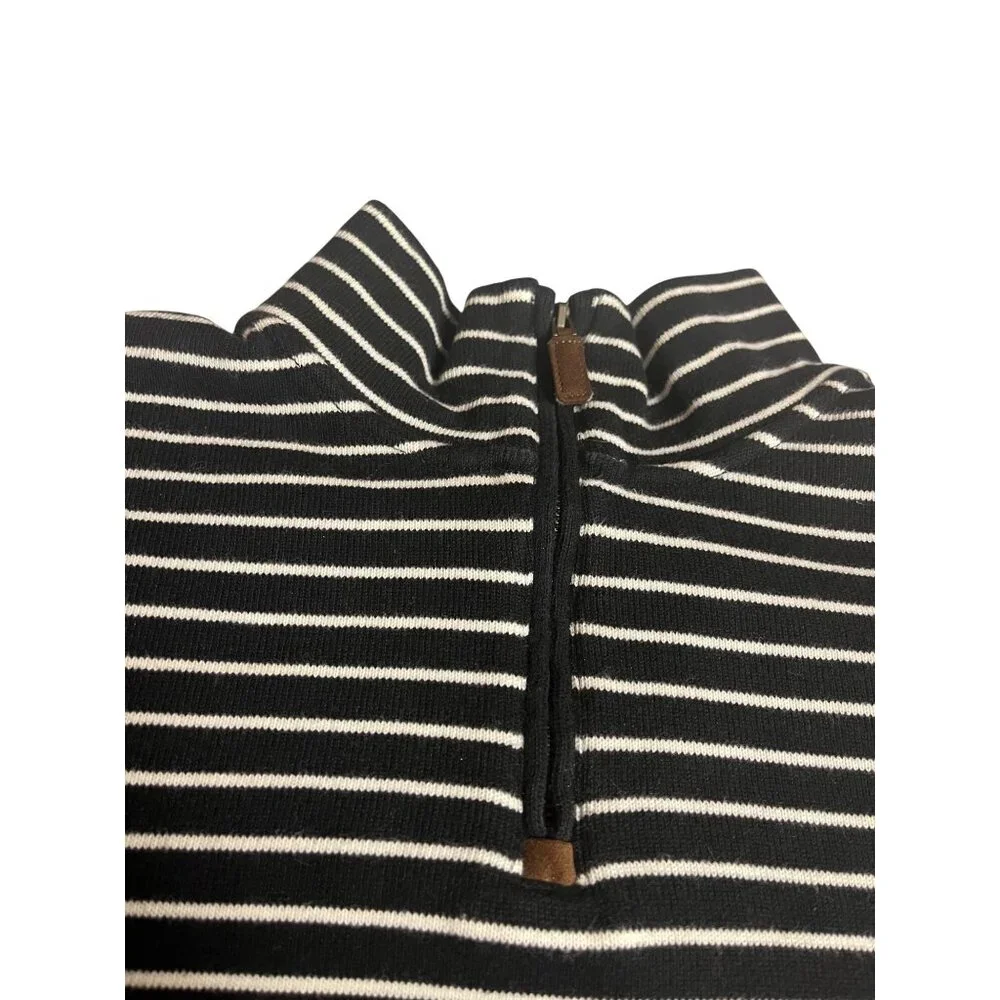 Polo Ralph Lauren 1/4 Zip Striped Black/White Pullover Mens XXL Cotton preppy
